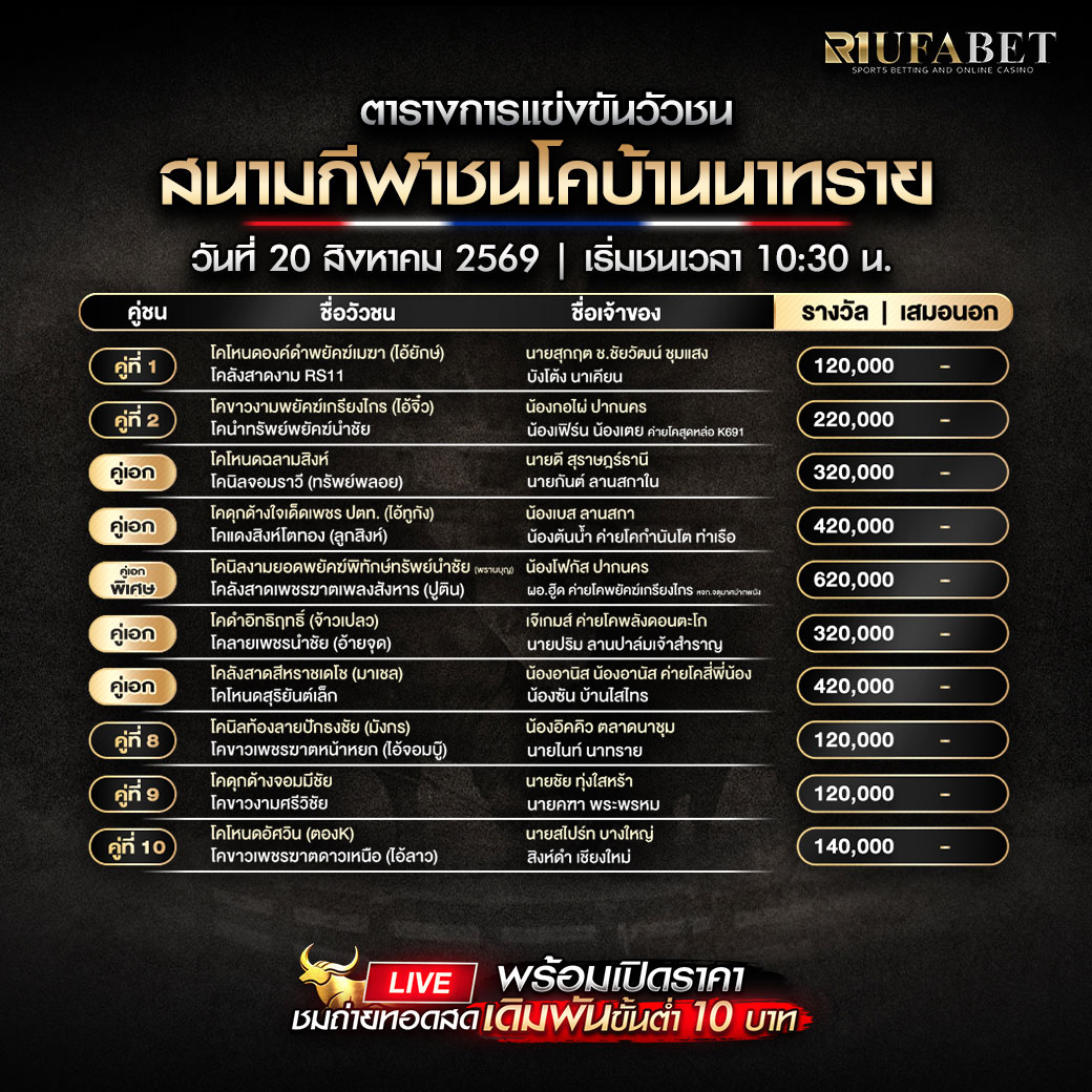ตารางแข่งขันวัวชน