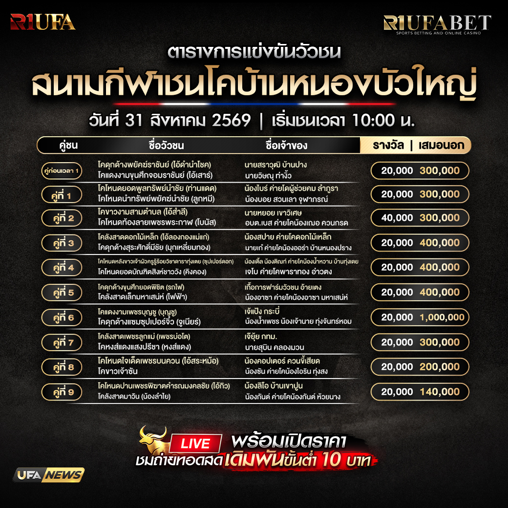 ตารางแข่งขันวัวชน