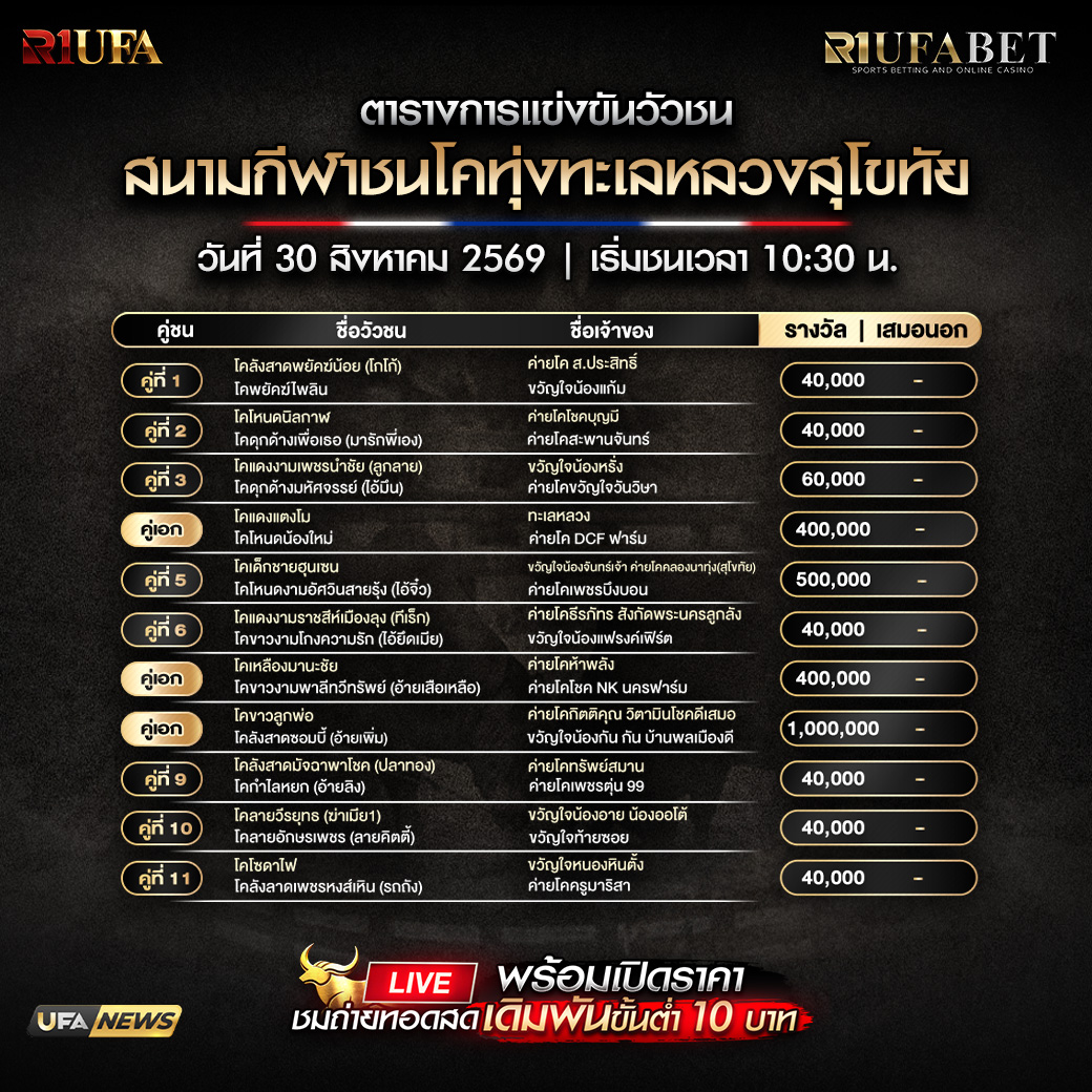 ตารางแข่งขันวัวชน