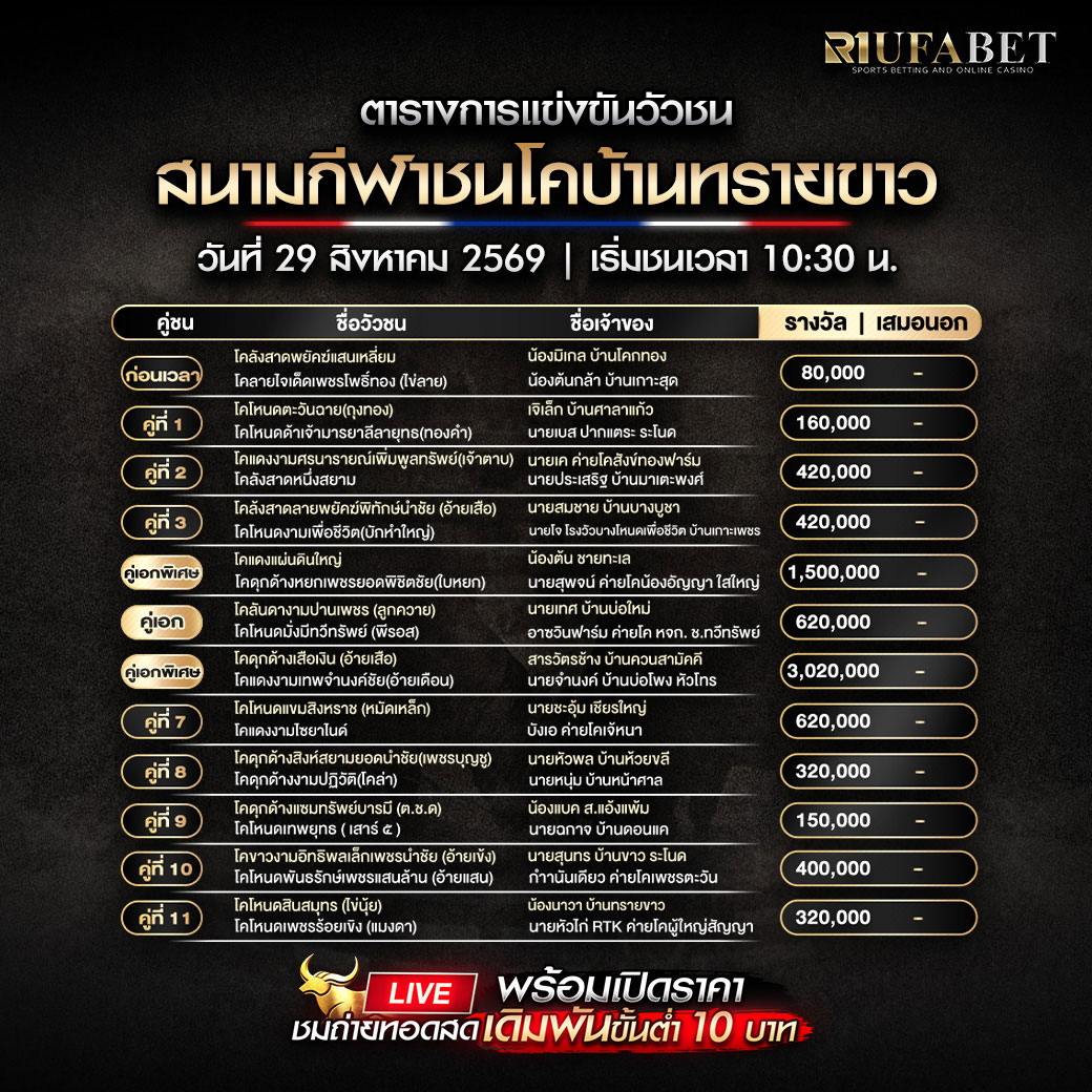 ตารางแข่งขันวัวชน