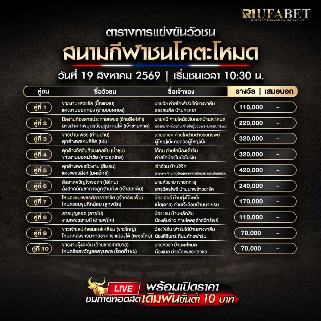 ตารางแข่งขันวัวชน