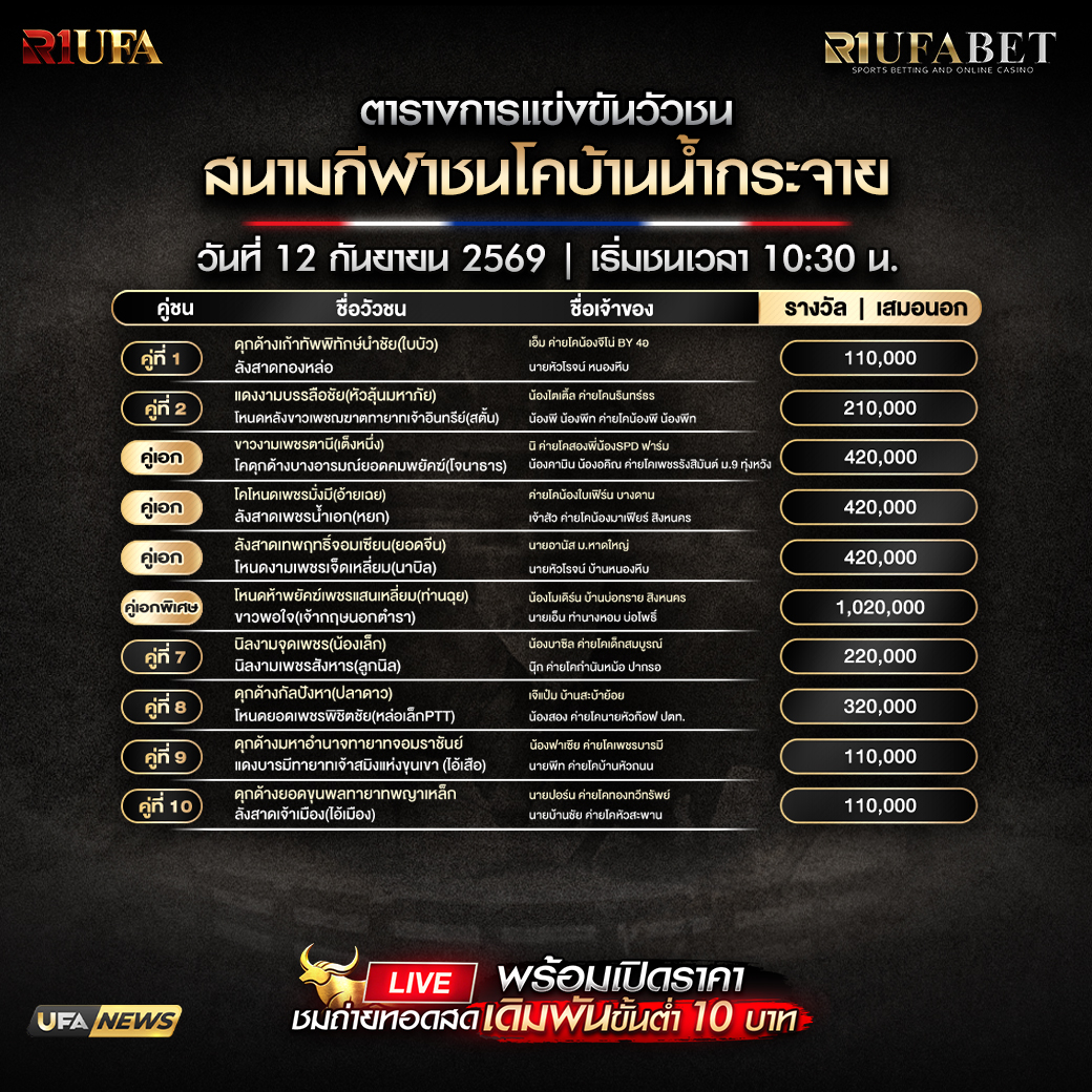 ตารางแข่งขันวัวชน