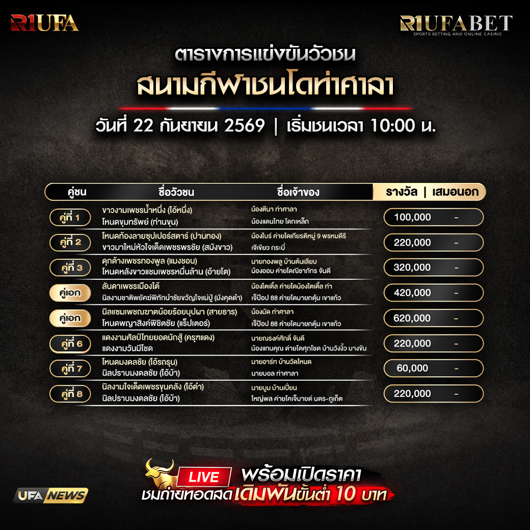 ตารางแข่งขันวัวชน