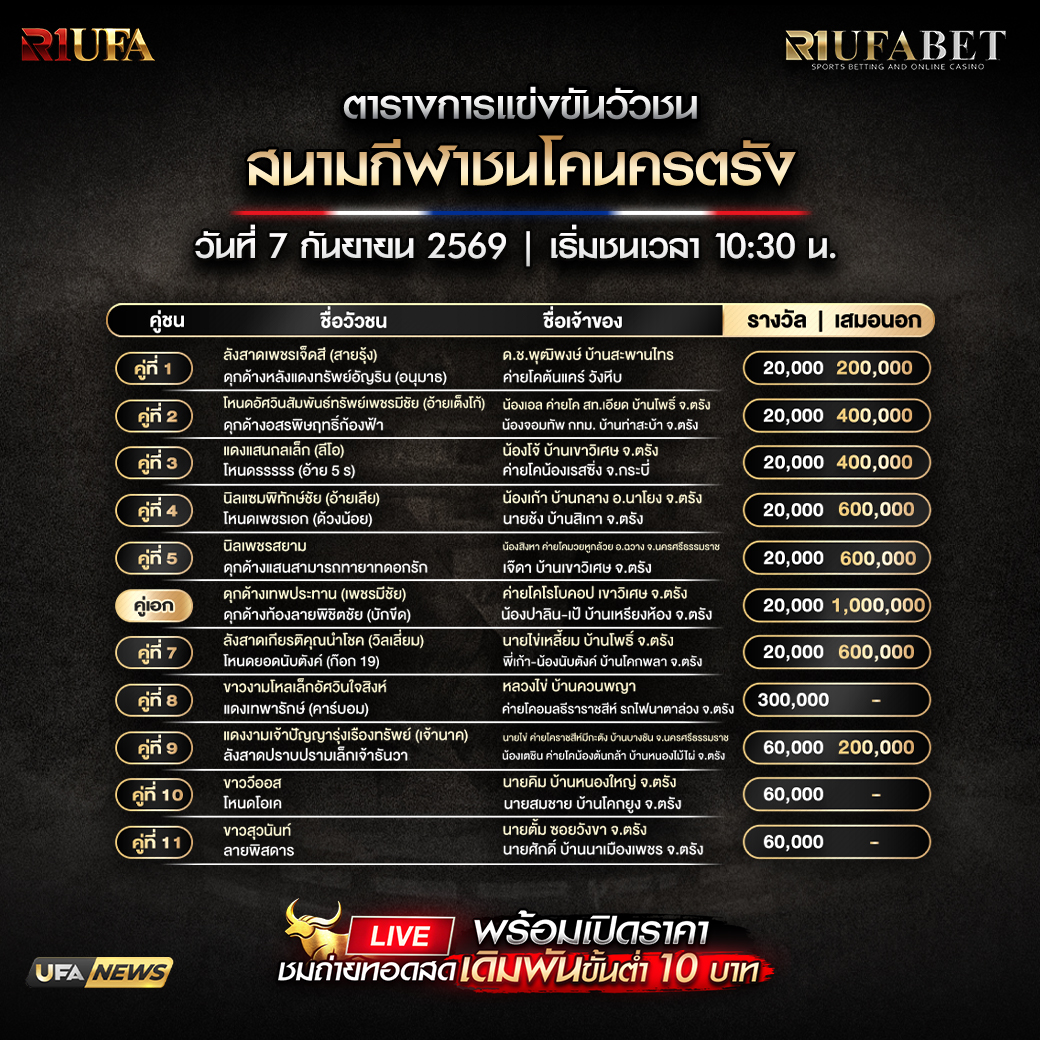 ตารางแข่งขันวัวชน