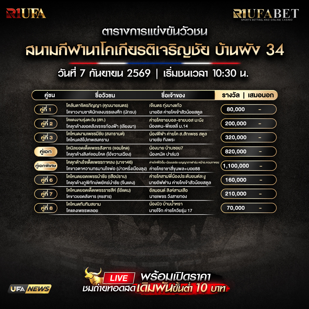 ตารางแข่งขันวัวชน