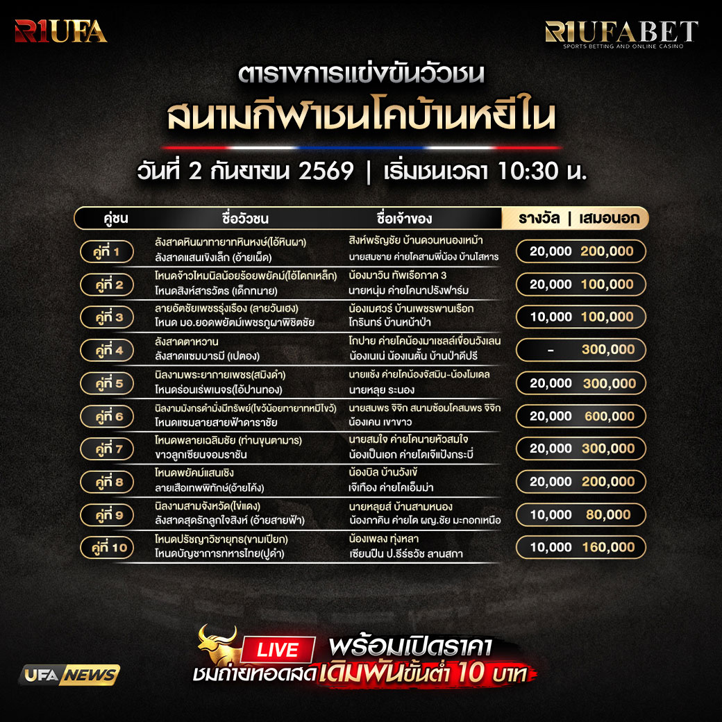 ตารางแข่งขันวัวชน