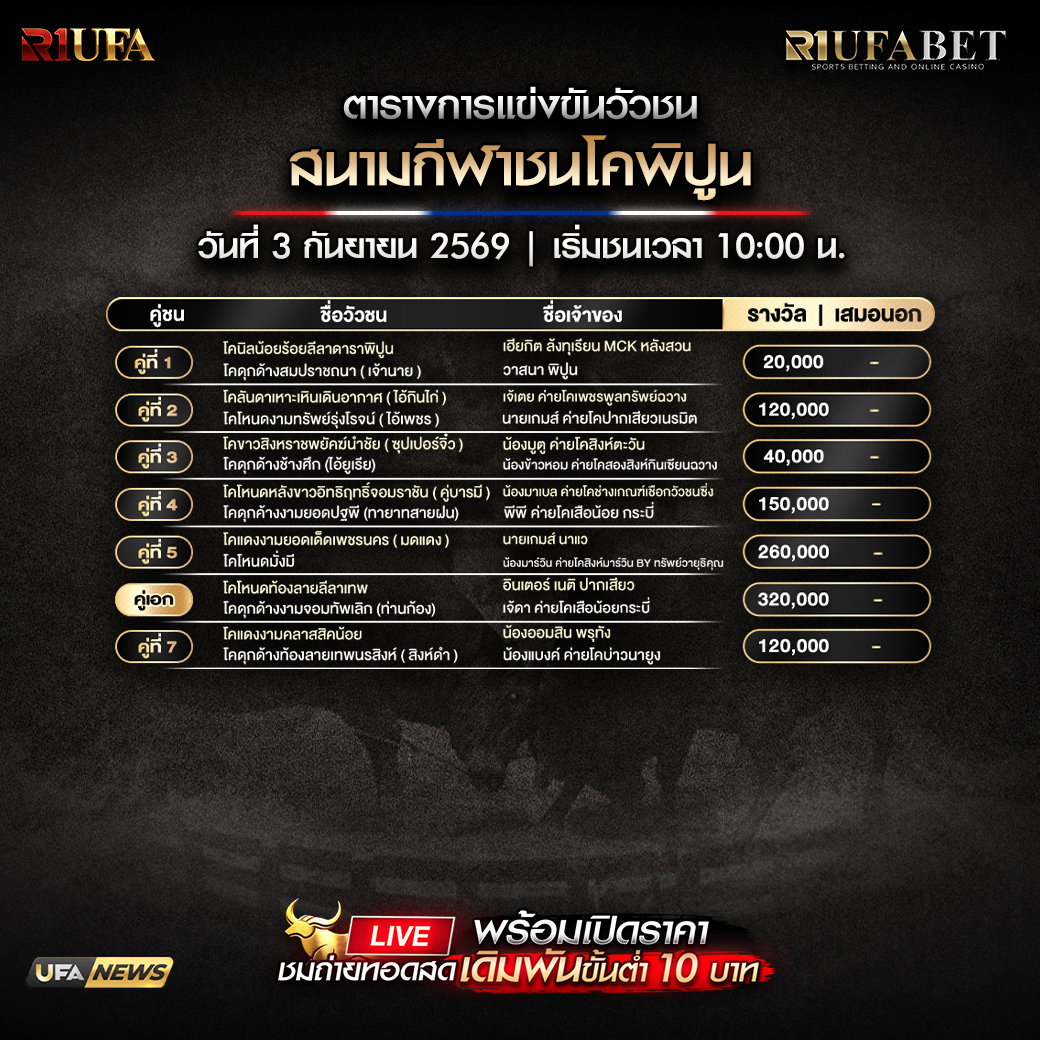 ตารางแข่งขันวัวชน